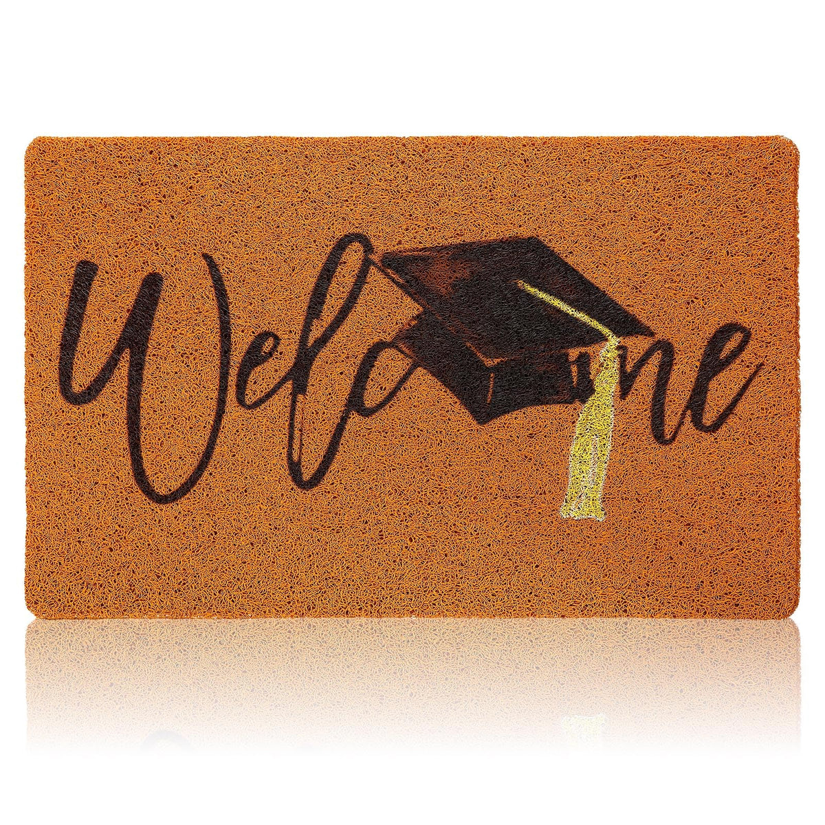 Drydiet Graduation Welcome Doormat at the front door with graduation cap print.