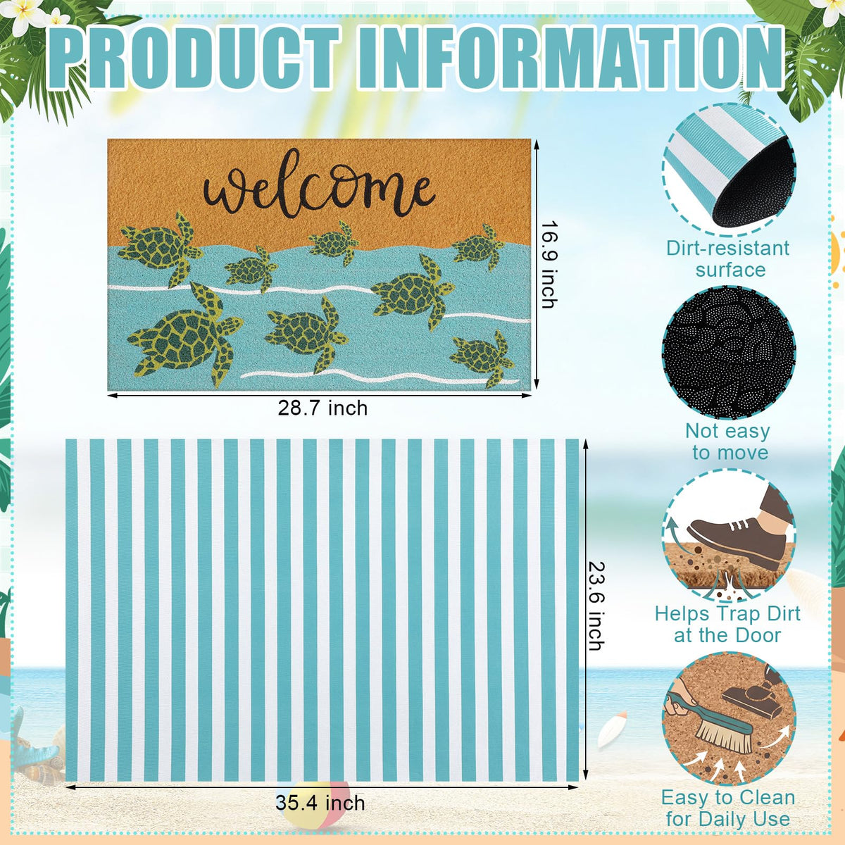 Drydiet non slip bottom layer keeps mats in place for safe entrances.