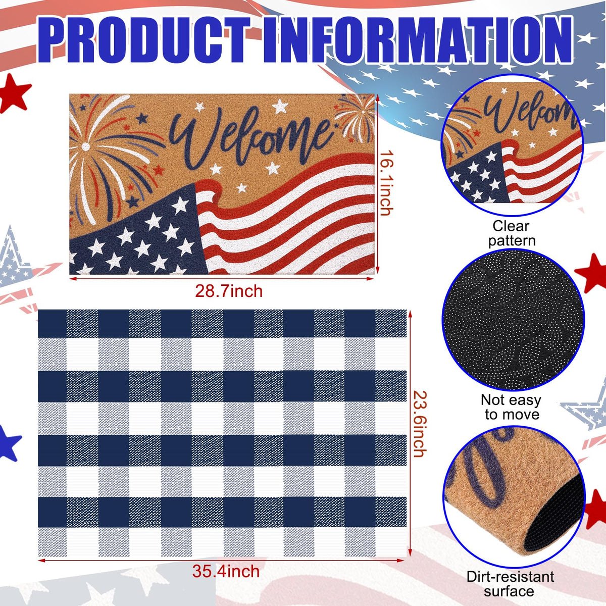 Drydiet outdoor front door mat with fireworks design for July celebrations.