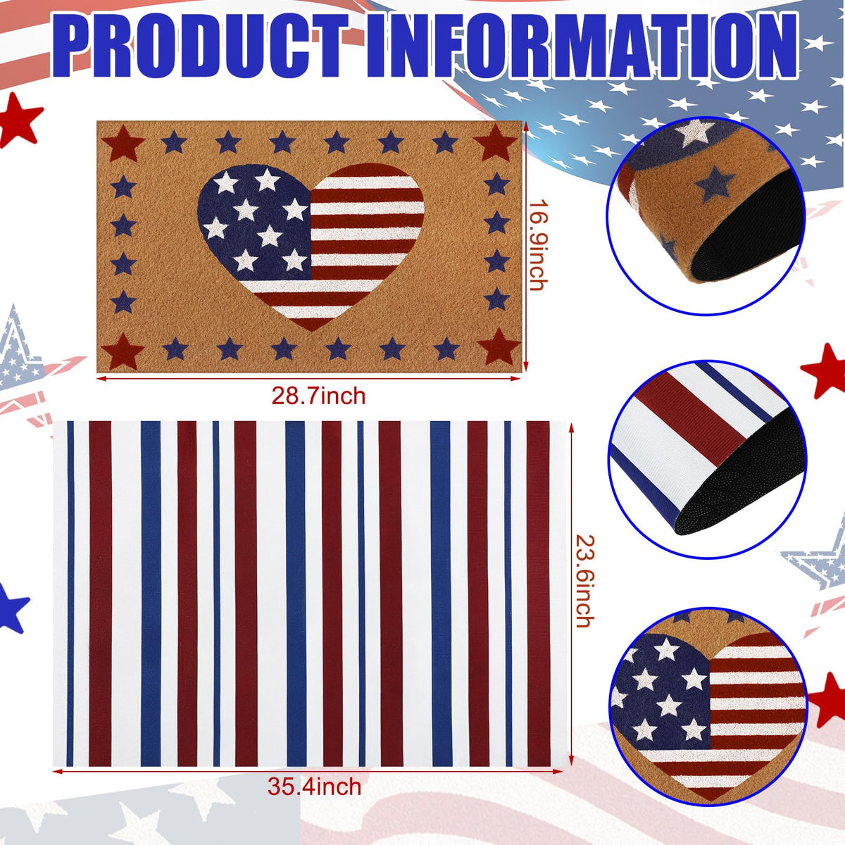 Drydiet patriotic door mat front porch with red white blue stripes for festive curb appeal.