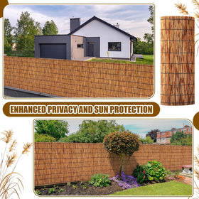 Drydiet reed fence installed outdoors, easy setup and natural backdrop.