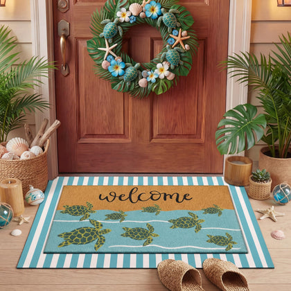 Drydiet sea turtle welcome mat for entryways, coastal charm and easy cleaning.