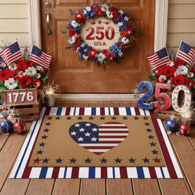 Drydiet two-layer patriotic doormat bottom provides sturdy base for every entrance.