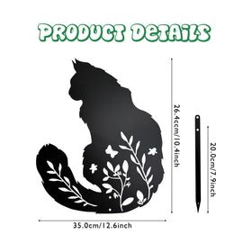 Dryelves cat garden statue in matte black, weather-resistant for lawns.