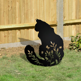 Dryelves Maine Coon garden stake, weatherproof sculpture for long-lasting outdoor display.