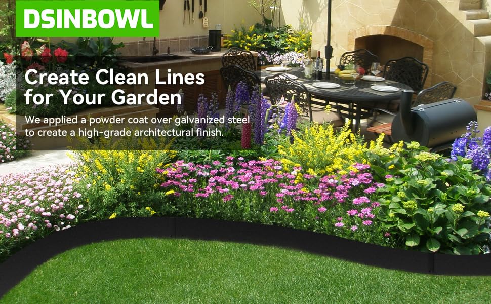 DSINBOWL modern border adds a crisp look to outdoor spaces.