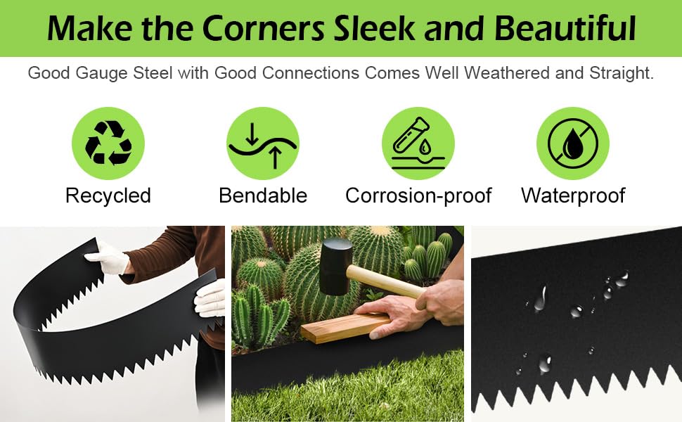DSINBOWL reliable edging solution adapts to curved and straight garden borders.