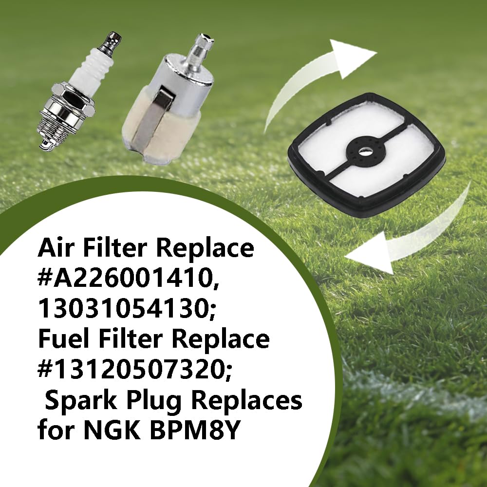DSkoiph SRM225 package includes air, fuel filters and spark plug.