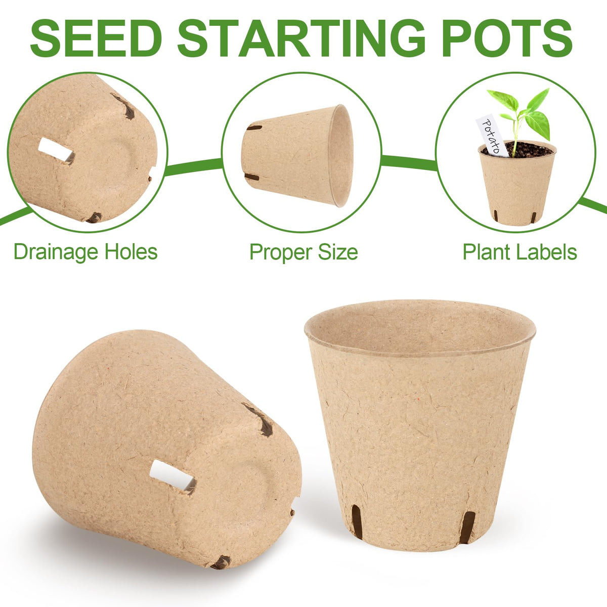 DSUWAZU biodegradable peat pot crafted from recycled pulp and plant fibers