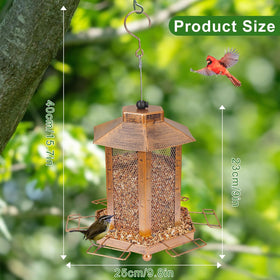 DTEPFUEN 5-1-lb capacity feeder keeps seeds ready for backyard birds.