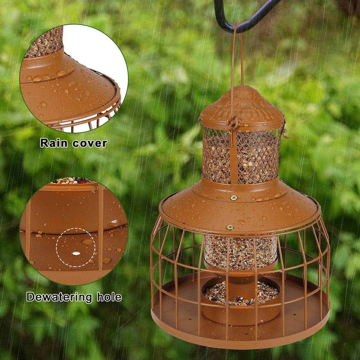 DTEPFUEN hanging bird feeder in garden attracts birds