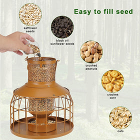 DTEPFUEN metal wild bird feeder lid design prevents easy grip by squirrels