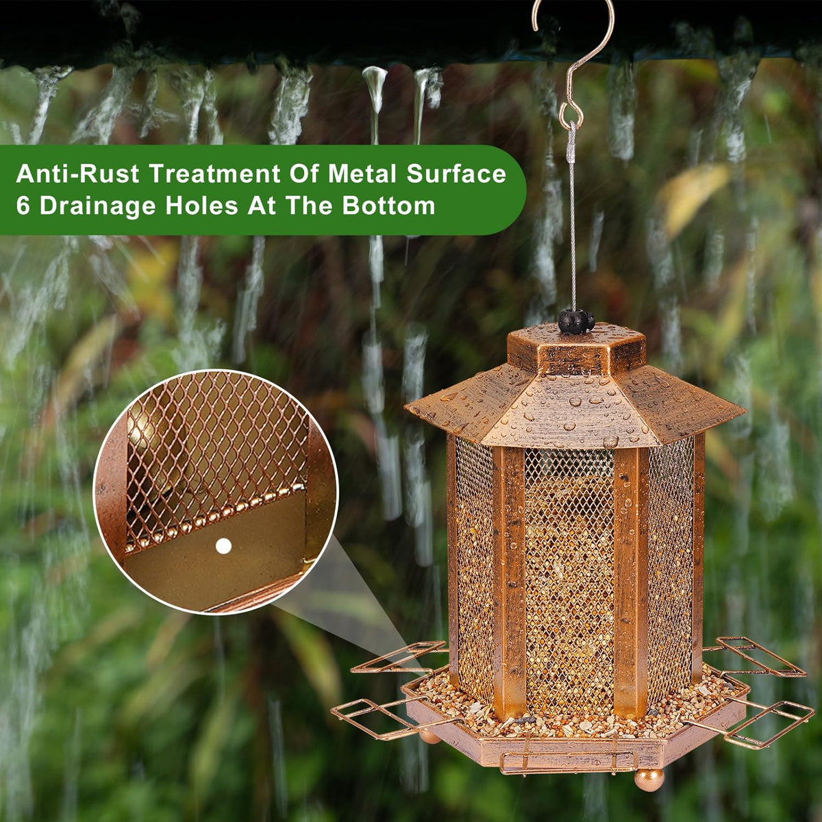 DTEPFUEN multiport feeder invites cardinals and finches to visit.