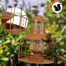 DTEPFUEN squirrel-proof feeder close-up tray preserves seeds for small birds