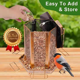 DTEPFUEN metal squirrel-proof construction protects seed supply outdoors.