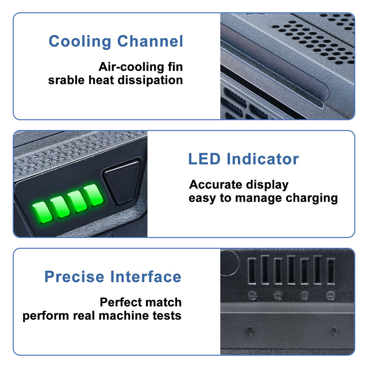 DTK LED fuel gauge shows charge status at a glance.