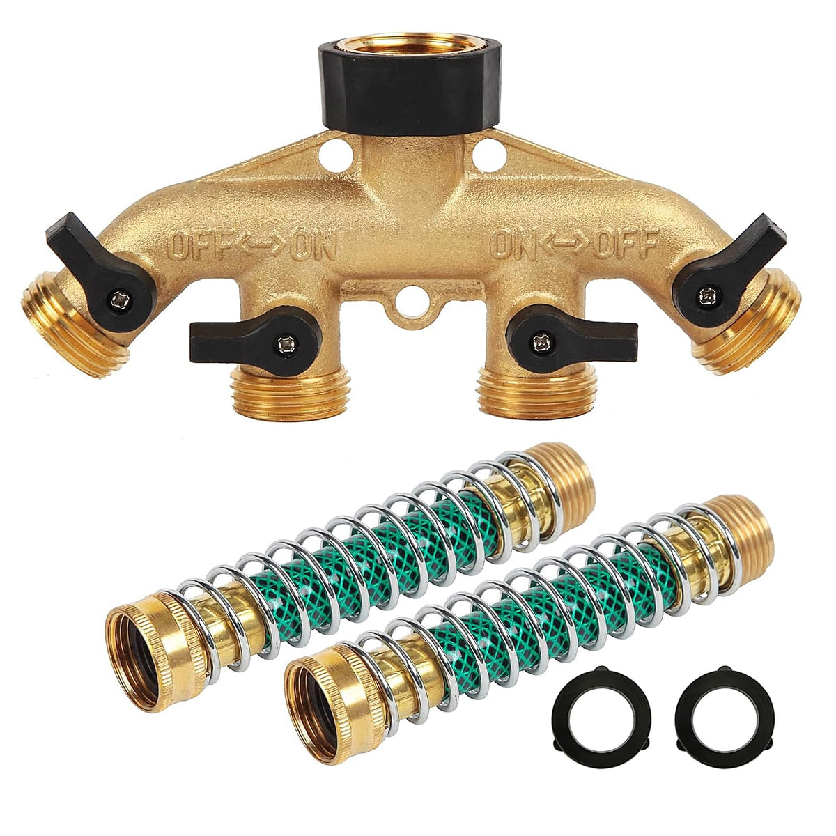DTRK heavy-duty brass hose splitter 4 way for versatile lawn watering