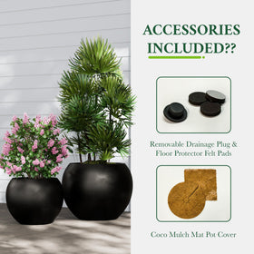 Mats included under the planter for moisture balance and mess reduction.