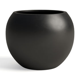 DTY Mt Sherman fiberstone sphere planter, main view in black, ideal for outdoor or indoor spaces.