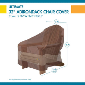 Duckcovers chair cover fits Adirondack chairs up to 32W x 34D x 36H