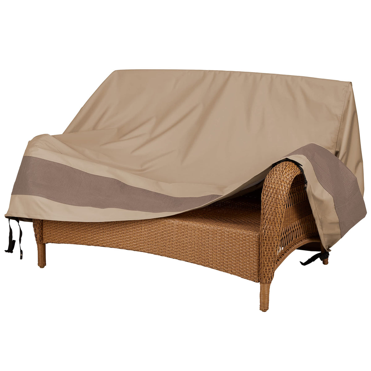 Duck Covers Elegant 68-inch loveseat cover with taped seams keeps moisture out.