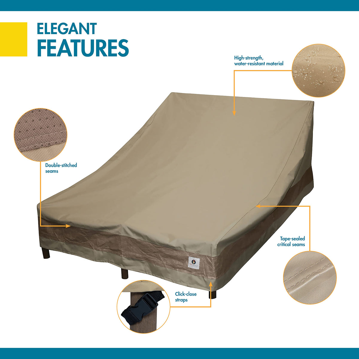 Two-year limited warranty tag visible on the Duck Covers Elegant product.