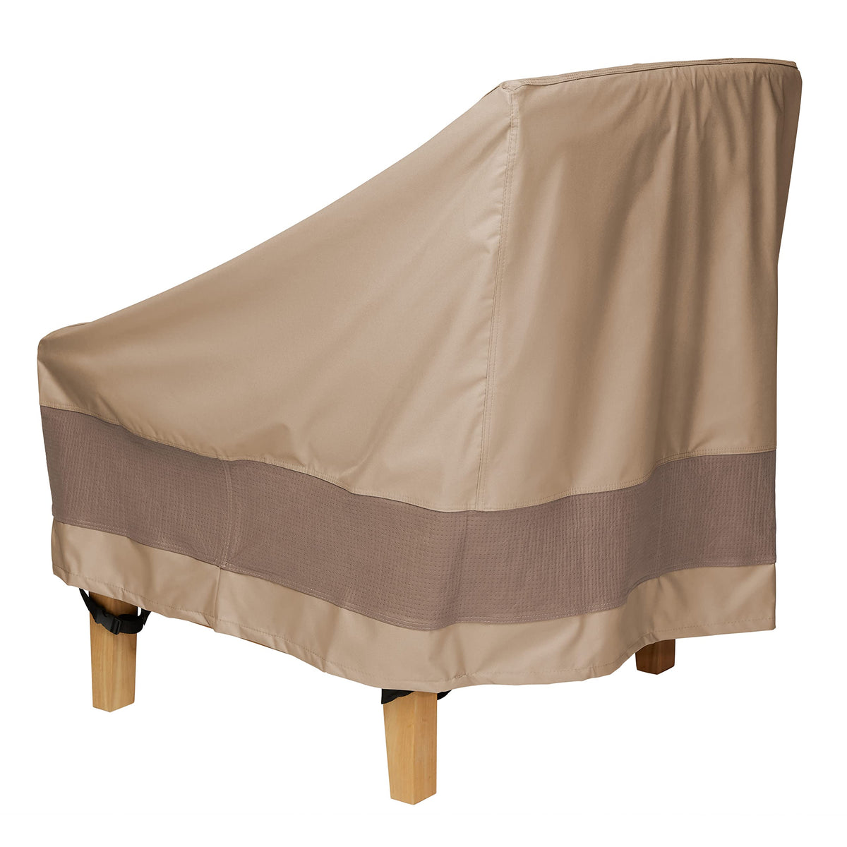 Duck Covers Elegant cover shields outdoor chairs from wind-driven debris.