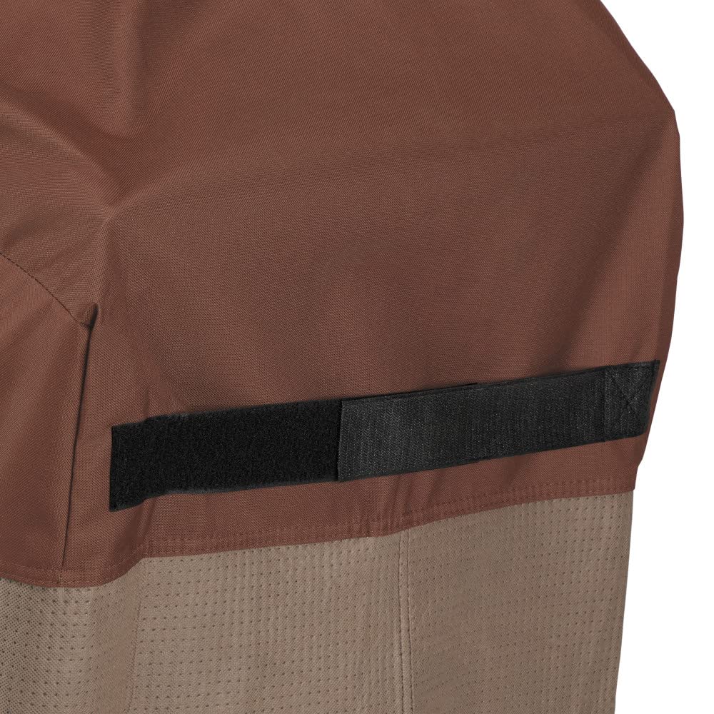 Close-up of sealed seams on Duck Covers BBQ cover keeps moisture out during storms