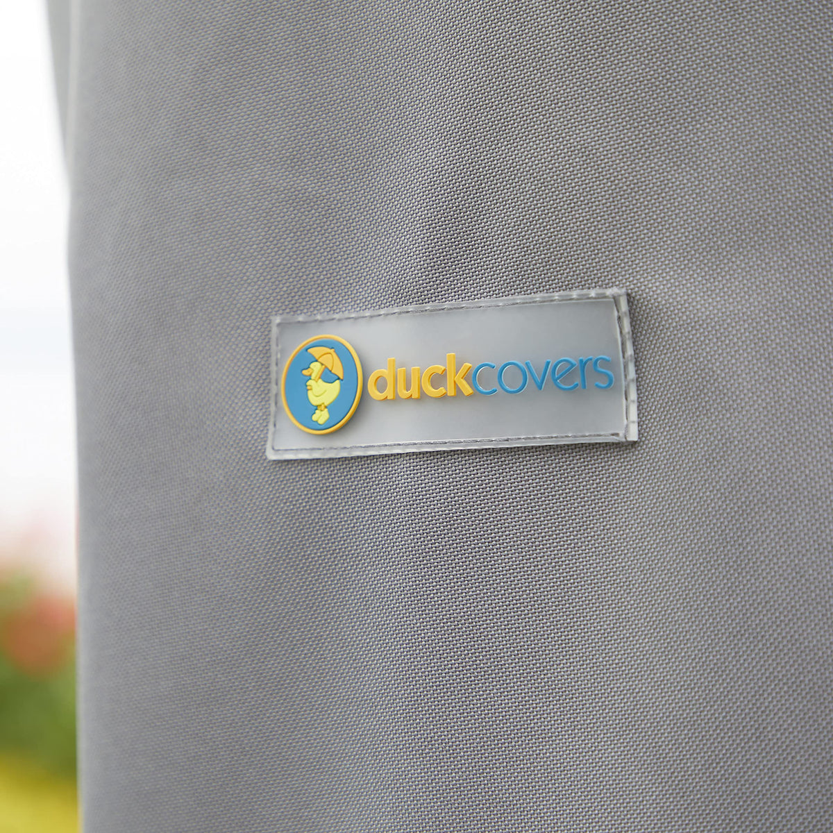 Duck Covers Soteria grey color blends with outdoor decor