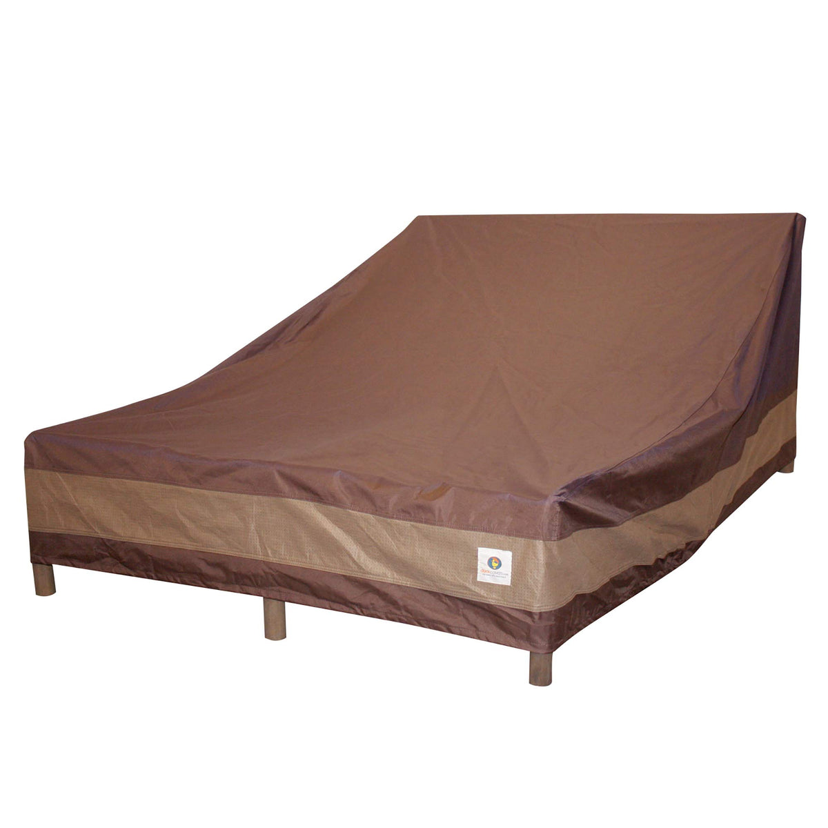 Duck Covers ultimate waterproof chaise lounge cover protects an 82-inch double-wide chair from rain and snow.