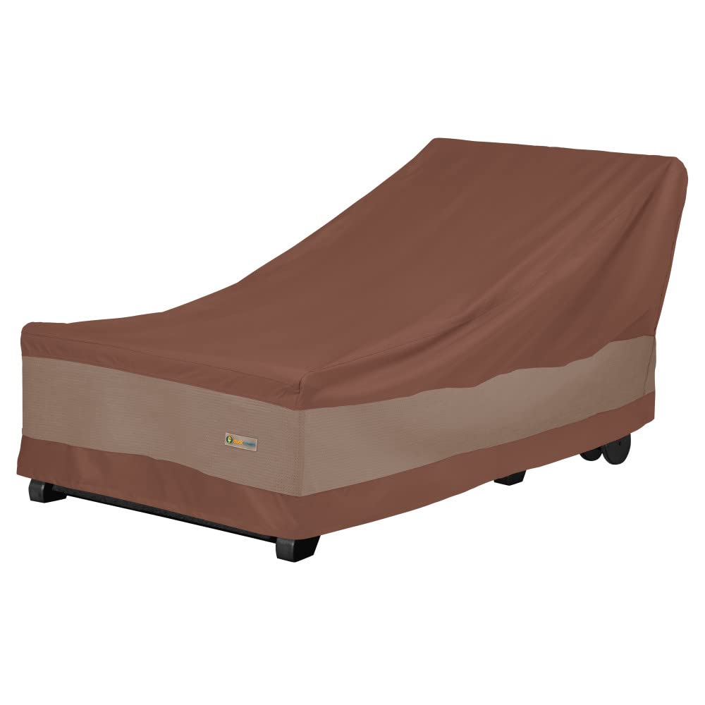 Duck Covers ultimate waterproof chaise lounge cover front view protects against rain and sun.
