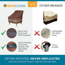 Duck Covers stackable chair cover side view secured by cord lock