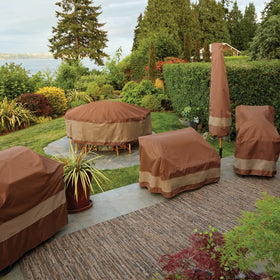 Duck Covers ULV603535 mocha cappuccino color complements outdoor decor.