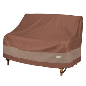 Duck Covers ULV603535 Ultimate Loveseat Cover front view protects furniture from rain and sun.