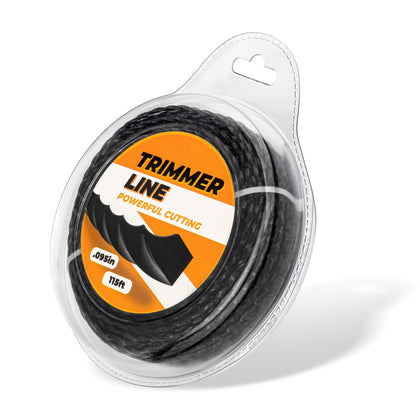 DuckcowsC 115ft 0.095-inch black diamond line ready for heavy-duty weed trimming.