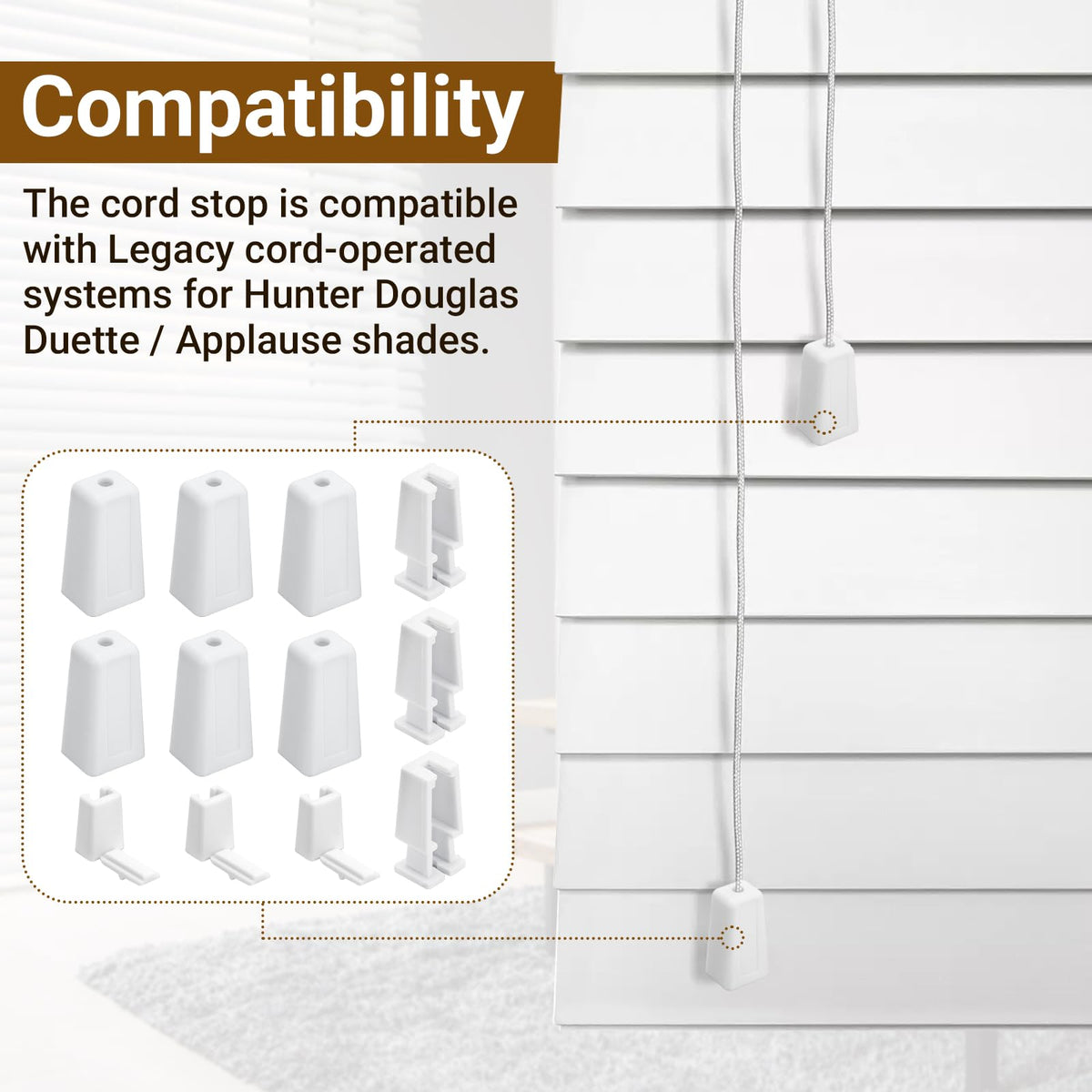 DuckcowsC compatibility with Hunter Douglas Duette and Applause shades.