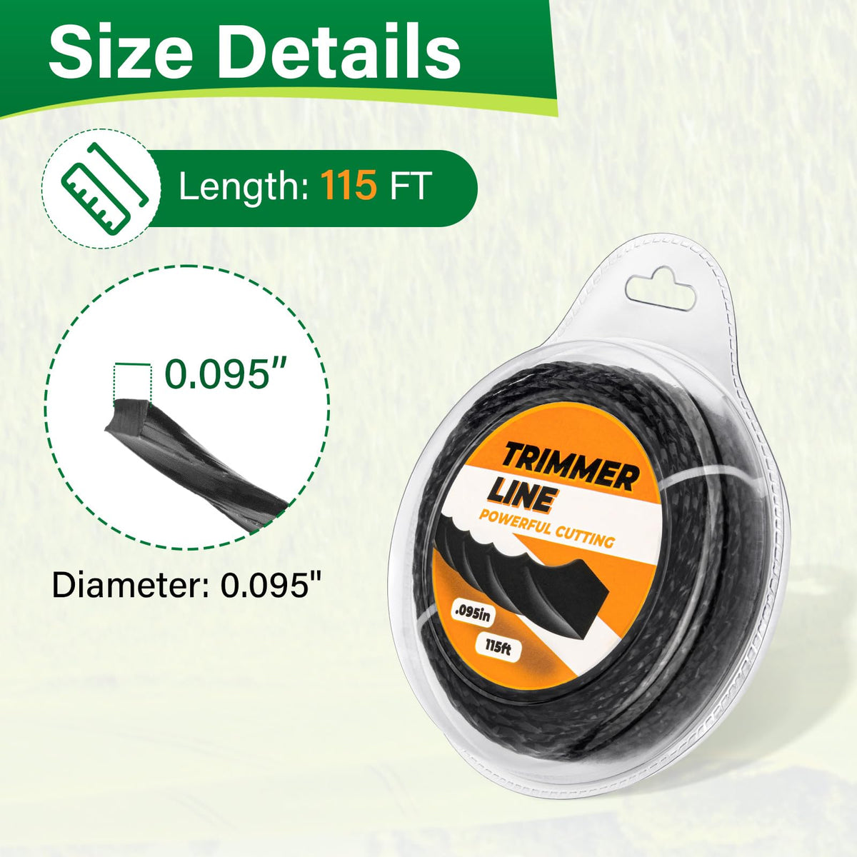 DuckcowsC easy-installation trimmer line shown fed into a trimmer head.