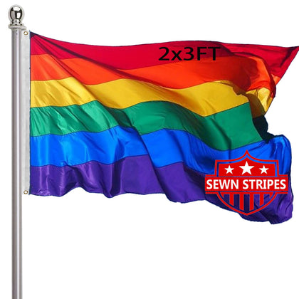 DUCUH Rainbow Flag outdoor flag for Pride display on flagpole.
