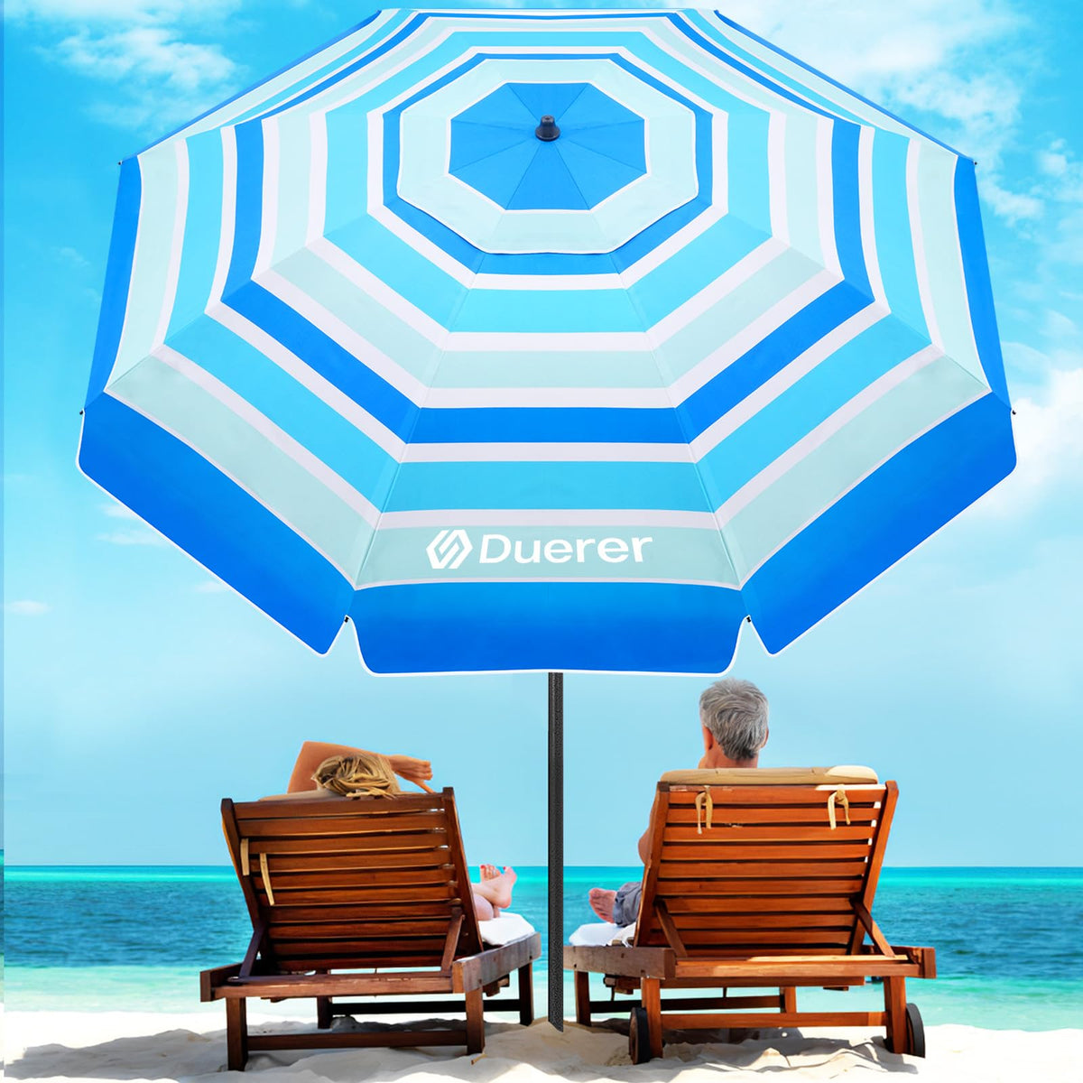 Duerer 8-5ft beach umbrella with sand anchor for wind-stable shade on the sand