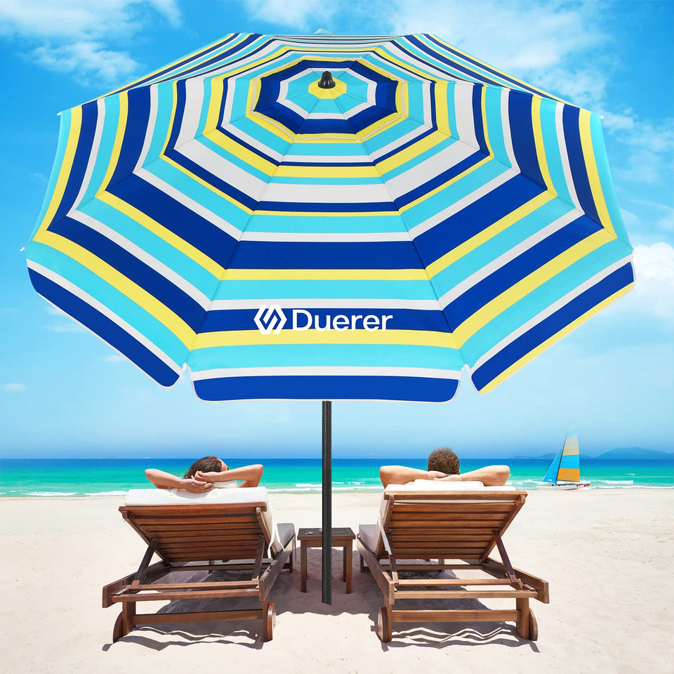 Duerer beach umbrella 7.5ft windproof anchor shade for windy beach days