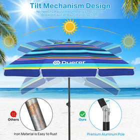 Duerer beach umbrella iron pole with twist handle for quick setup.