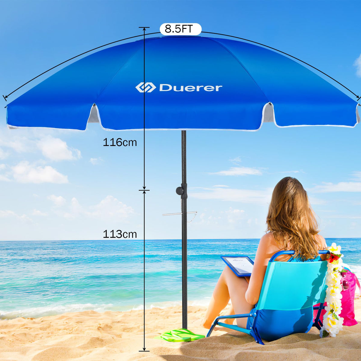 Duerer adjustable height enables optimal shade as the sun moves