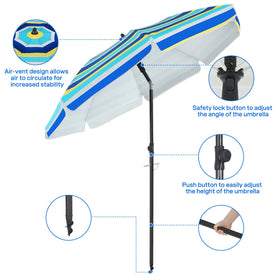 Duerer beach umbrella sturdy iron pole height adjustable with twist handle