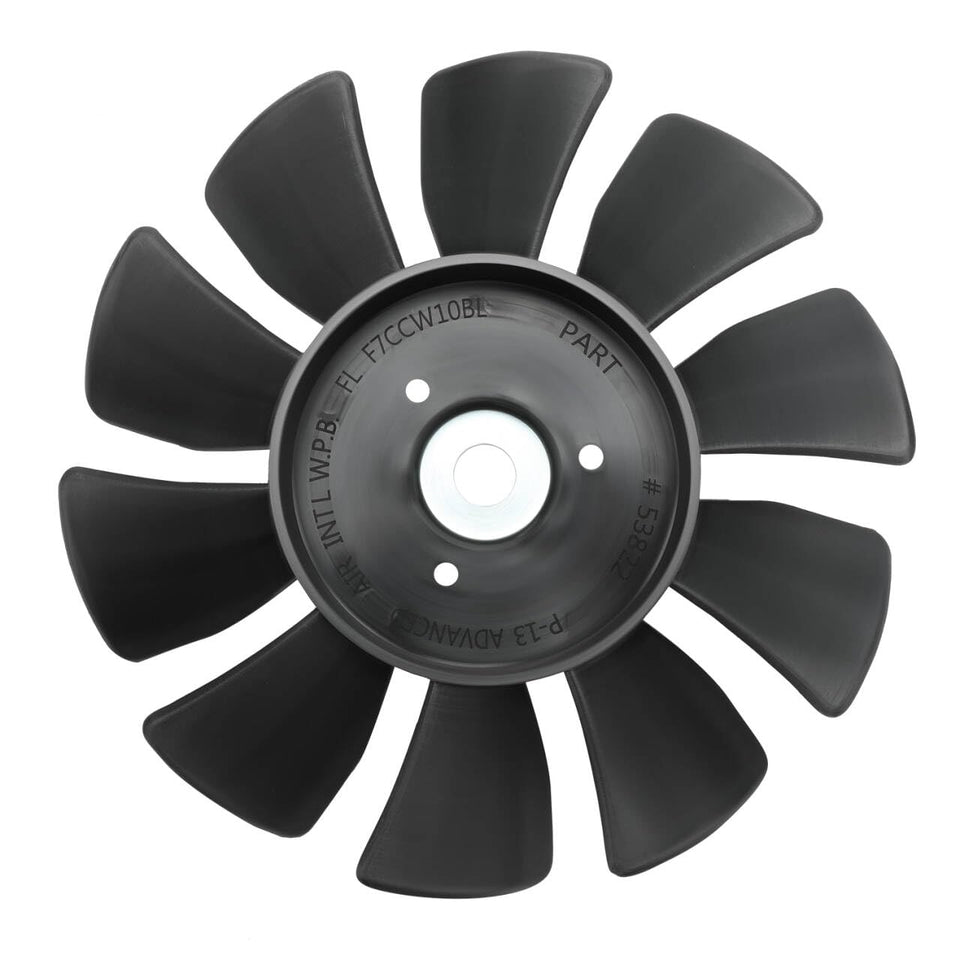 Duheri 53822 7-inch 10-blade fan provides compact tractor cooling during extended mowing sessions.