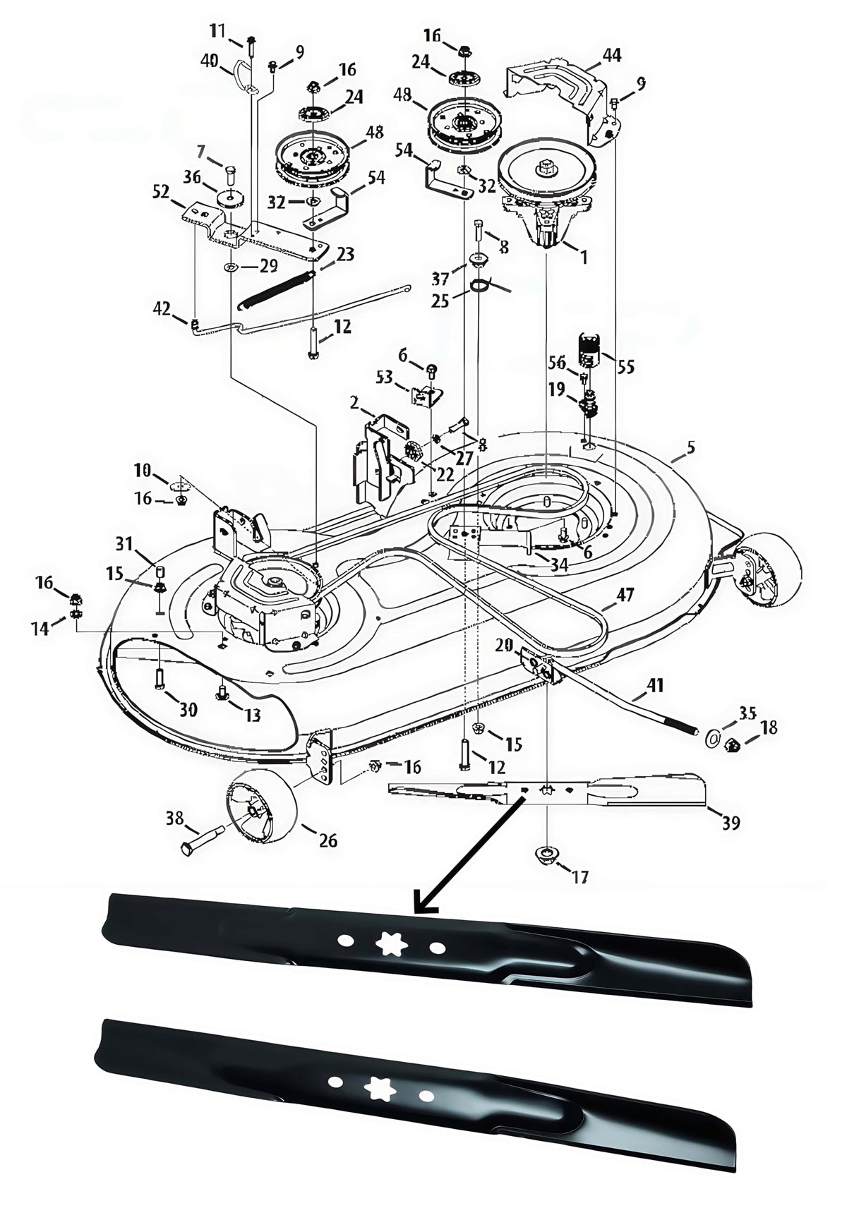 Duheri compatibility chart image shows broad mower support for 42 inch decks.