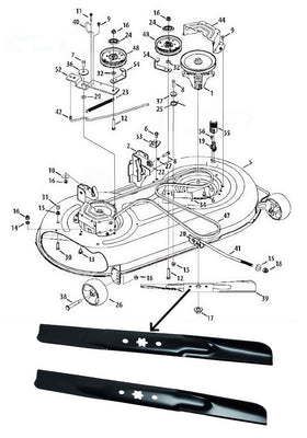 Duheri compatibility chart image shows broad mower support for 42 inch decks.