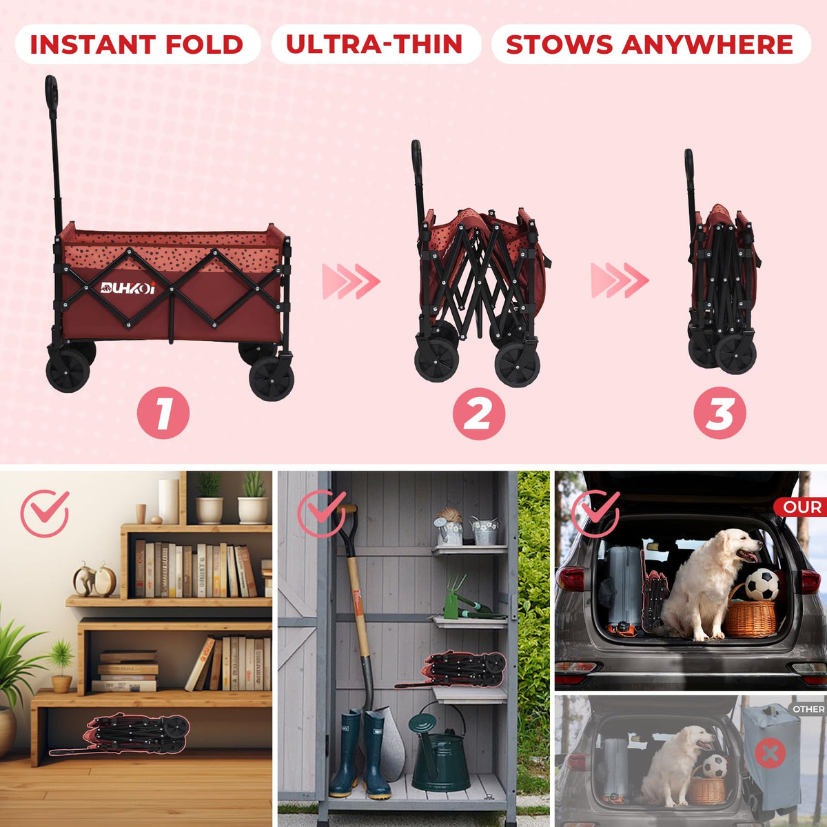 DUHKOI wagon 600D Oxford fabric is durable and washable.