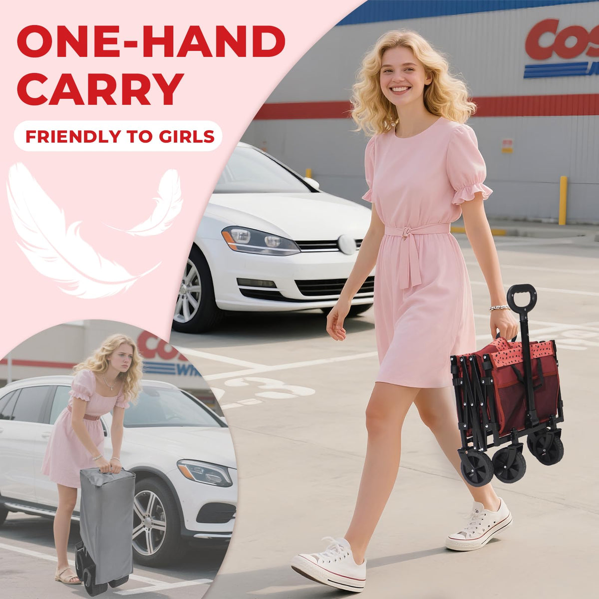 DUHKOI wagon capacity 90L supports versatile shopping and gear.