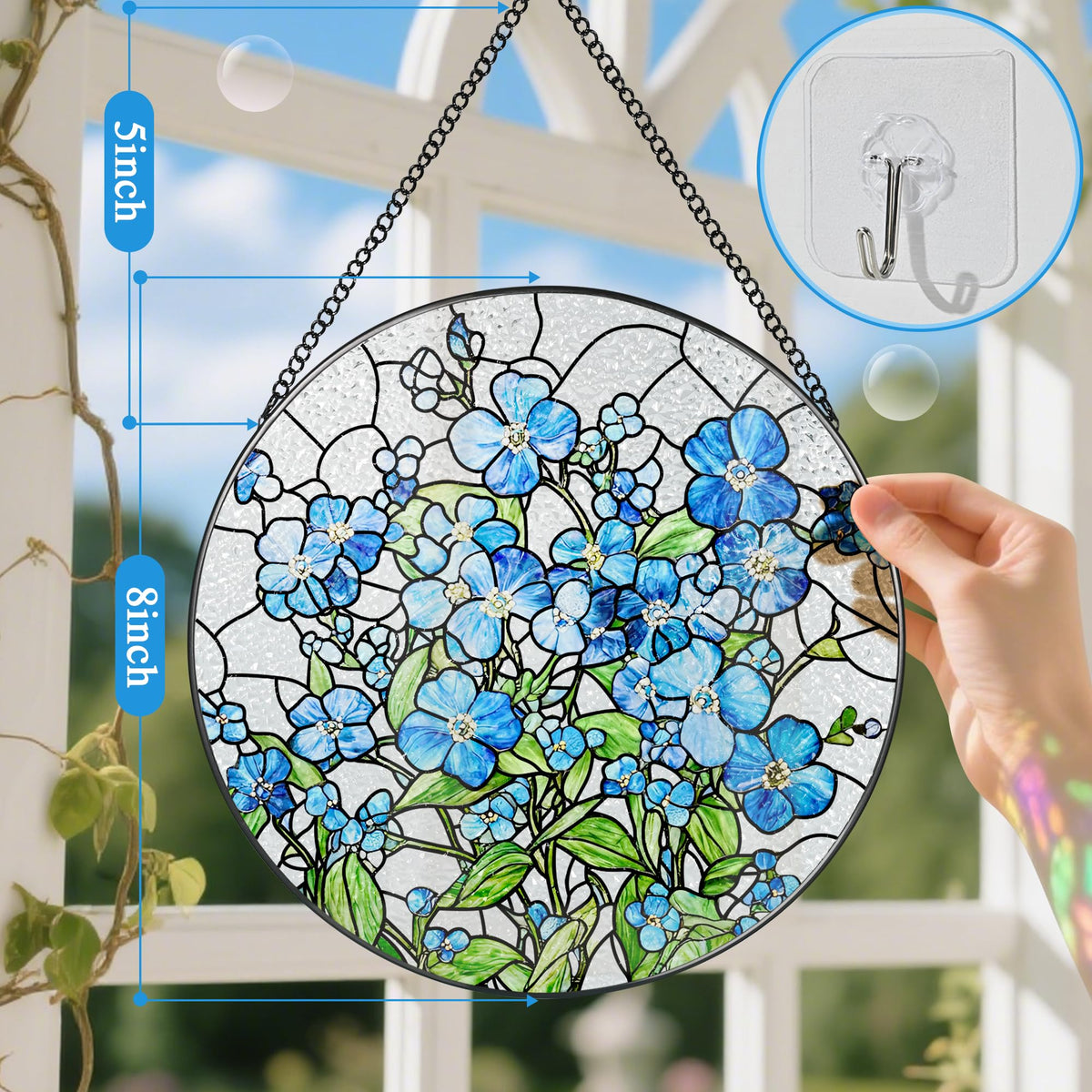 DUJITODOH window-hanging suncatcher highlights diamond glass and dual-sided glow