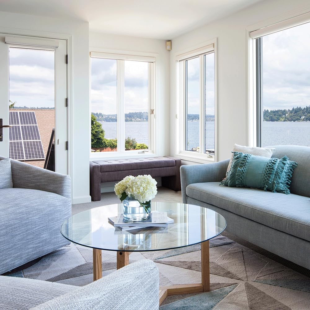 Dulles Glass lightweight tempered top protects wood surfaces from scratches.